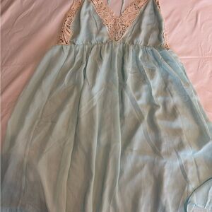 Paper Crane Aqua Dress with Lace Detail